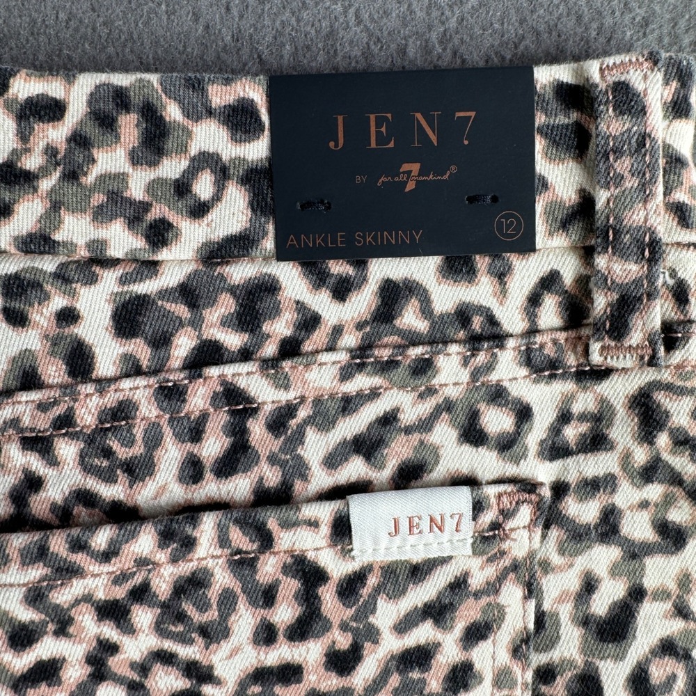 New Jen7 Jeans Women 12 Ankle Skinny Leopard Print Sculpt Panel Stretch Animal - Picture 7 of 16